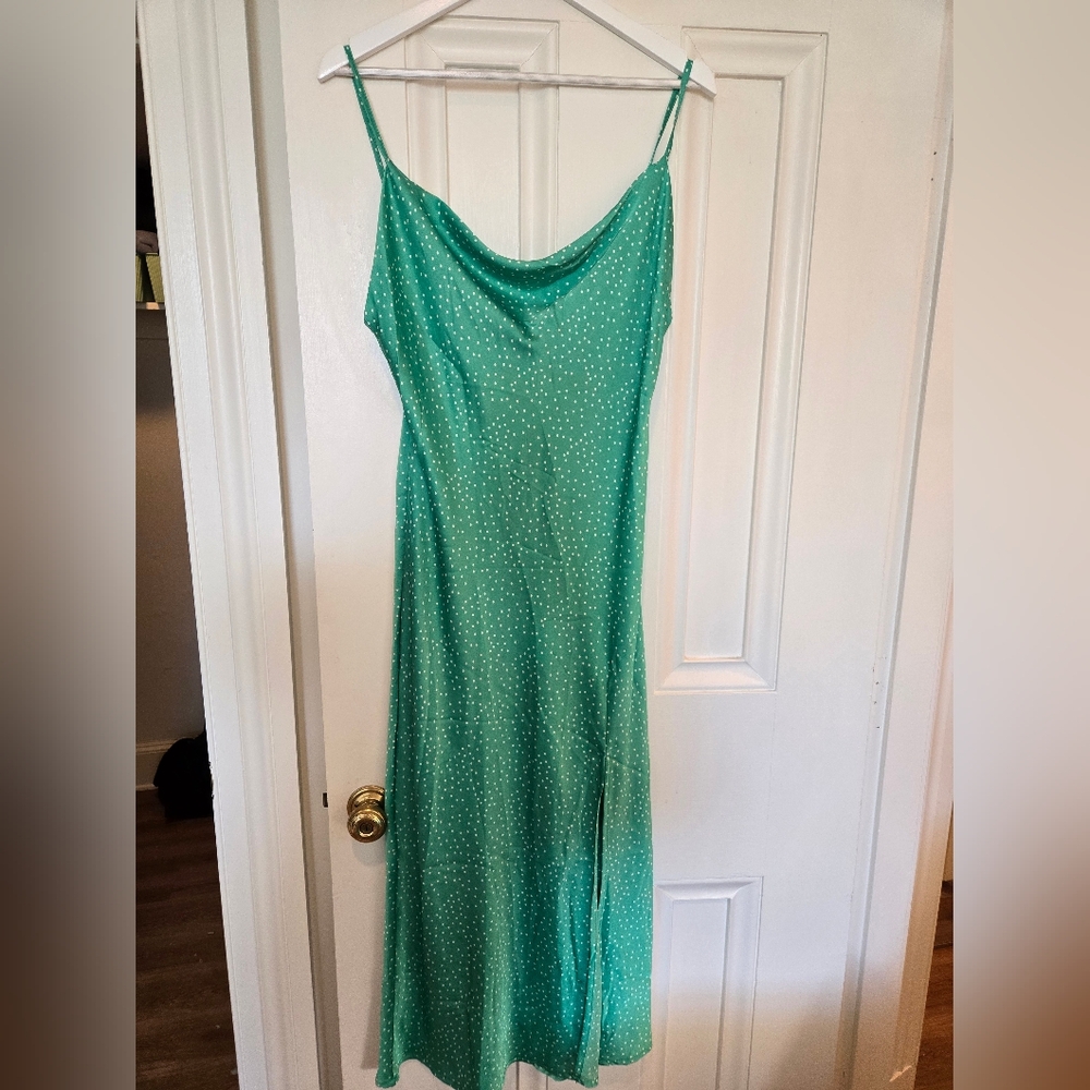 Green Polka Dot Silk Dress